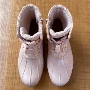 Sperry Girls Pink Lace-Up Duck Boots Size 1